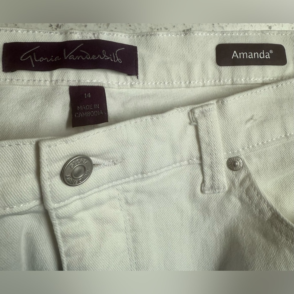 Gloria Vanderbilt white Denim capris cropped size 14 like new - Picture 3 of 3